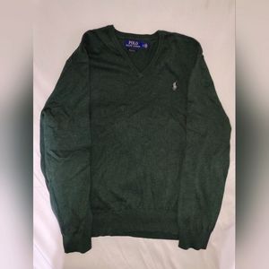 Forrest Green Ralph Lauren Prima Cotton V neck Sweater